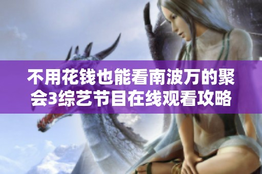 不用花钱也能看南波万的聚会3综艺节目在线观看攻略