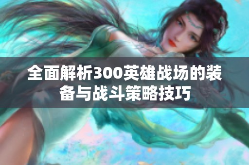 全面解析300英雄战场的装备与战斗策略技巧