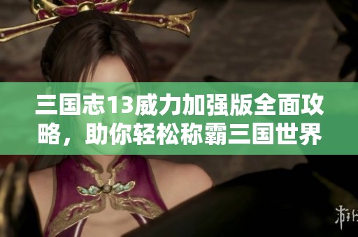 三国志13威力加强版全面攻略，助你轻松称霸三国世界